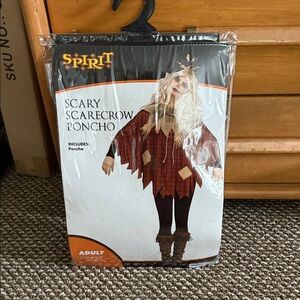 Spirit Scary Scarecrow Poncho Costume - Brown and Red